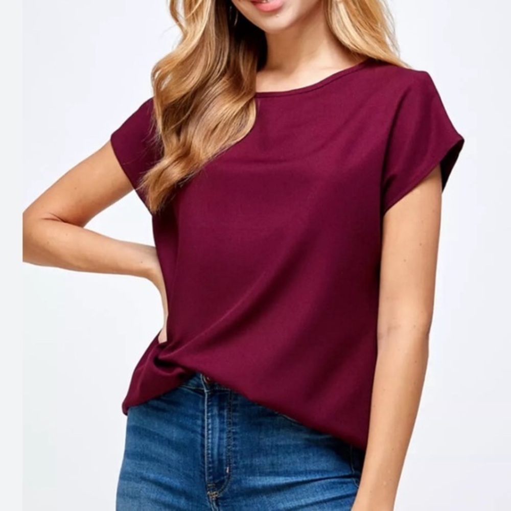 Cap Sleeve Crimson Blouse